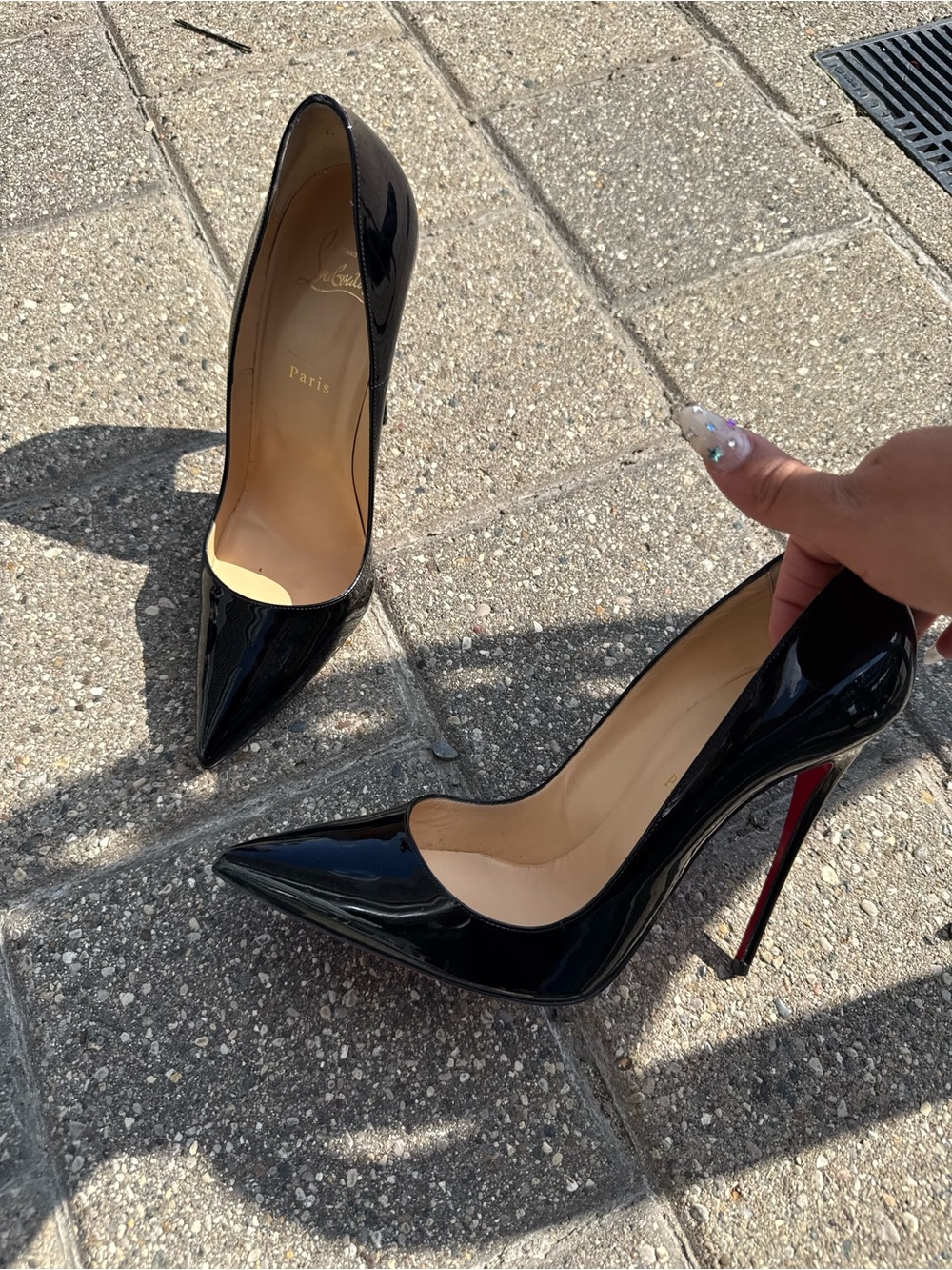 Christian Louboutin Black Patent Pointed Toe Stiletto Pump - Picture 3 of 5